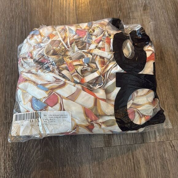 Little Mistress White Multi Print Halter Neck Pleated Midaxi Dress Womens Size 6 - Picture 5 of 6